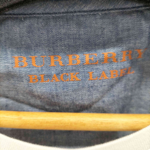 バーバリーブラックレーベル BURBERRY BLACK LABEL ロゴボーダー刺繍カットソー メンズ JPN:2