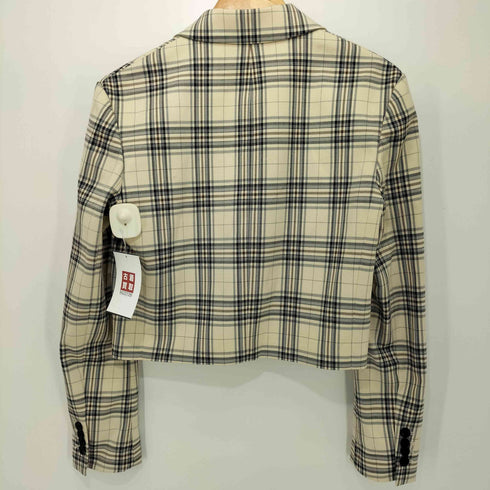 ザラ ZARA チェック柄 1B ショートテーラードジャケット レディース import:XS