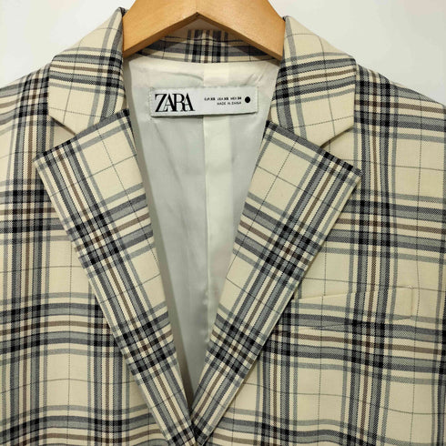 ザラ ZARA チェック柄 1B ショートテーラードジャケット レディース import:XS