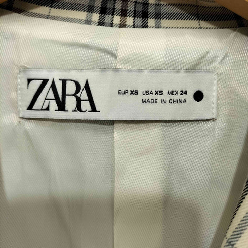ザラ ZARA チェック柄 1B ショートテーラードジャケット レディース import:XS