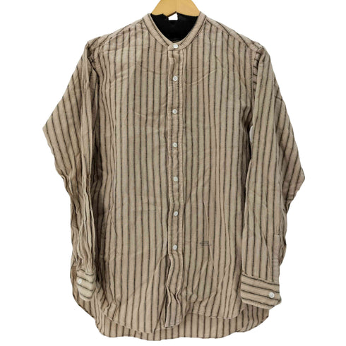 ベラフォンテ belafonte ストライプノーカラーL/Sシャツ メンズ JPN:M