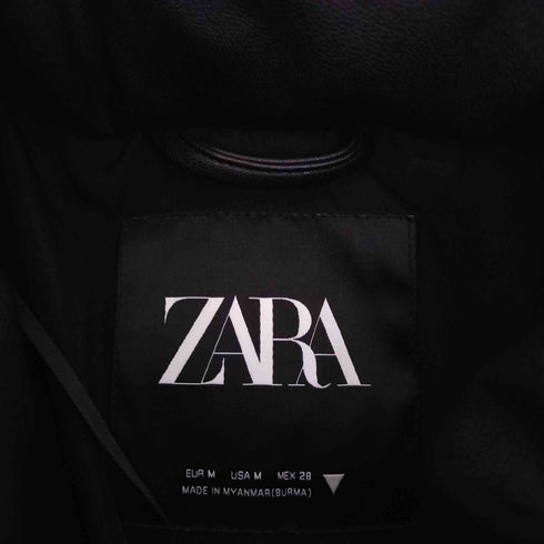 ザラ ZARA フェイクレザー中綿ジャケット レディース import:M