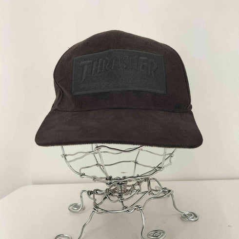 スラッシャーマガジン THRASHER MAGAZINE フェイクスウェード ロゴパッチ 6パネルキャップ つば裏レオパード メンズ