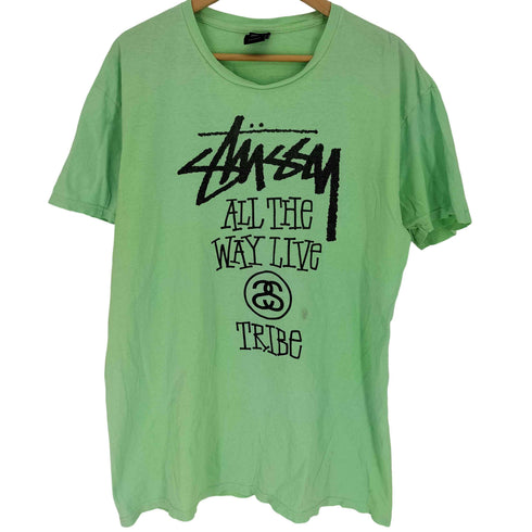 ステューシー Stussy 00S メキシコ製 ALL THE WAY LIVE TRIBE ロゴ プリント S/S Tシャツ メンズ import:L