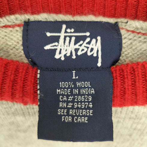 ステューシー Stussy 90-00S インド製 紺タグ ウール L/S ラグラン プルオーバーニット メンズ import:L