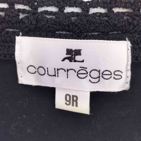 クレージュ courreges ロゴ刺繍 ビーズ レース切替Tシャツ レディース 9R