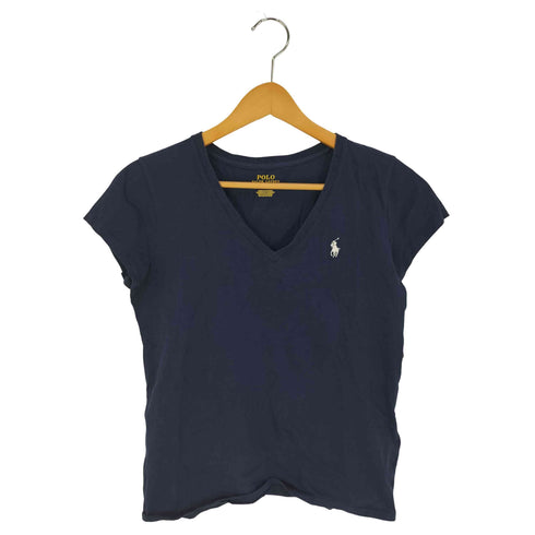 ポロラルフローレン POLO RALPH LAUREN ポニー刺繍 Vネック Tシャツ レディース import:XS