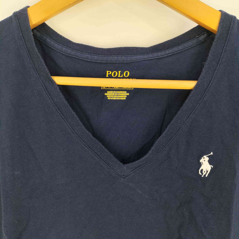 ポロラルフローレン POLO RALPH LAUREN ポニー刺繍 Vネック Tシャツ レディース import:XS