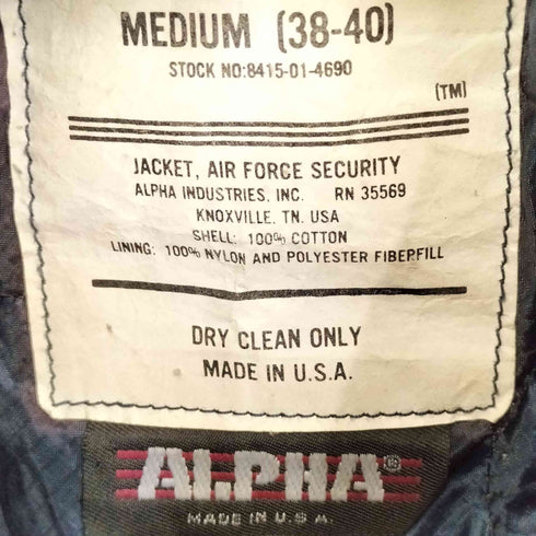 アルファインダストリーズ ALPHA INDUSTRIES USA製 USAF Air Force Security Jacket セキュリティージャケット メンズ import:M