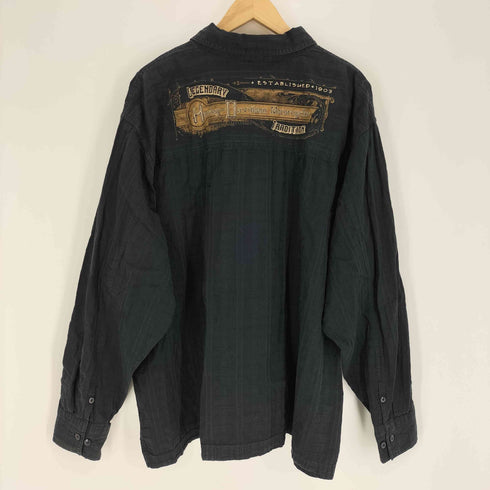 ハーレーダビッドソン HARLEY-DAVIDSON 05AW 両面プリント 織り チェック L/S オーバーサイズ シャツ ビッグサイズ メンズ XXL