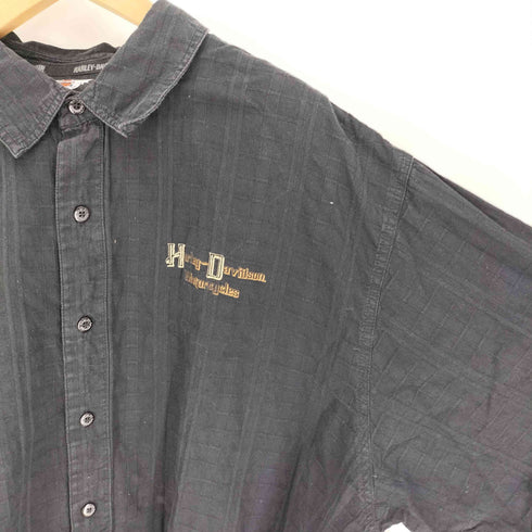 ハーレーダビッドソン HARLEY-DAVIDSON 05AW 両面プリント 織り チェック L/S オーバーサイズ シャツ ビッグサイズ メンズ XXL