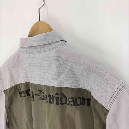 ハーレーダビッドソン HARLEY-DAVIDSON 11SS MILITARY STYLE WOVEN バイカラー S/S ワーク シャツ メンズ import:XL