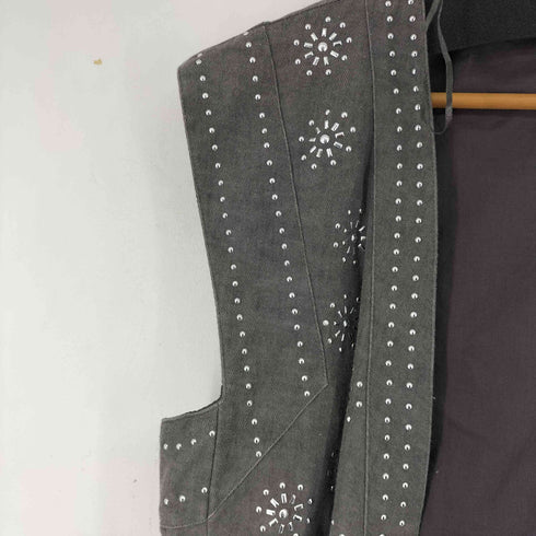 ザラ ZARA リネン混紡糸 刺繍入りベスト レディース import:S