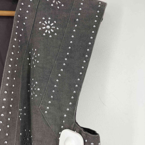 ザラ ZARA リネン混紡糸 刺繍入りベスト レディース import:S