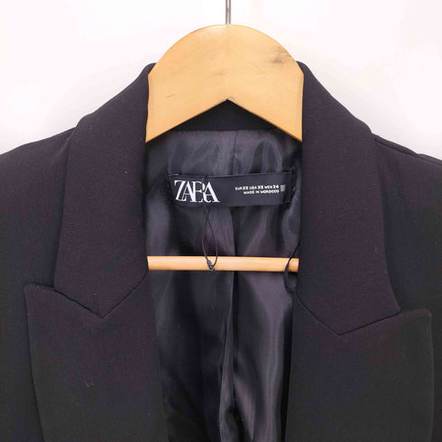ザラ ZARA BLAZER WITH ROLLED-UP SLEEVES ボタンレス ガウン ブレザー ジャケット 肩パッド レディース import:XS