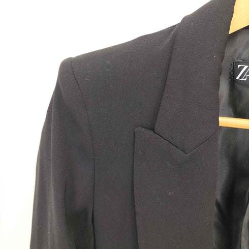 ザラ ZARA BLAZER WITH ROLLED-UP SLEEVES ボタンレス ガウン ブレザー ジャケット 肩パッド レディース import:XS