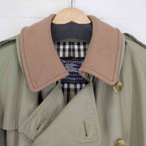 バーバリーズ BURBERRYS 80s MADE IN ENGLAND 一枚袖 裏地ノヴァチェック 襟レイヤード ダブルカラートレンチコート メンズ JPN:46