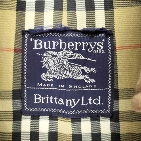バーバリーズ BURBERRYS 80s MADE IN ENGLAND 一枚袖 裏地ノヴァチェック 襟レイヤード ダブルカラートレンチコート メンズ JPN:46