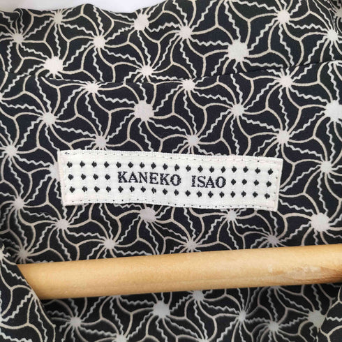 カネコイサオ KANEKO ISAO 総柄 オープンカラ S/S シャツワンピース レディース