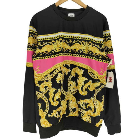 ザラ ZARA 総柄 ポリ クルーネック スウェット メンズ import:M