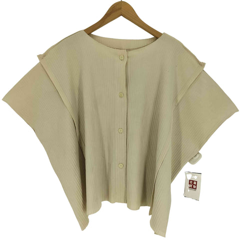 ミー イッセイミヤケ me ISSEY MIYAKE 平面パターン レイヤード プリーツ ノーカラー シャツ レディース