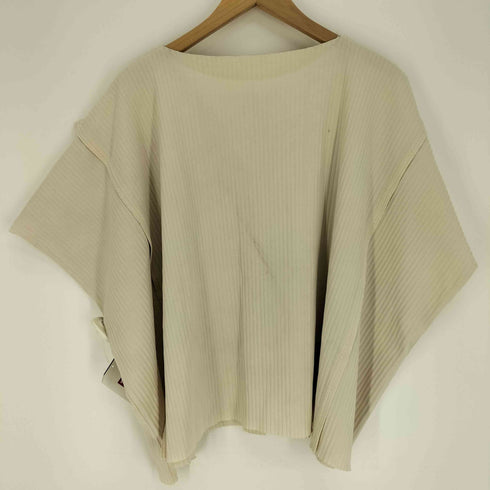 ミー イッセイミヤケ me ISSEY MIYAKE 平面パターン レイヤード プリーツ ノーカラー シャツ レディース