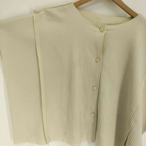 ミー イッセイミヤケ me ISSEY MIYAKE 平面パターン レイヤード プリーツ ノーカラー シャツ レディース