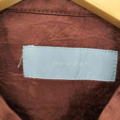 パウダー powder 変形デザイン 長袖サテンチャイナシャツ レディース