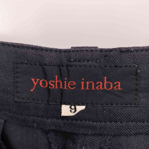 ヨシエイナバ YOSHIE INABA シルク混 ウール リネン ワイド スラックス パンツ レディース 9