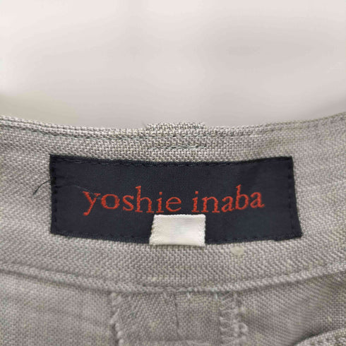 ヨシエイナバ YOSHIE INABA シルク リネン ワイド 2タック スラックス パンツ レディース 9