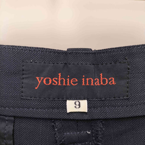 ヨシエイナバ YOSHIE INABA シルク 混 ナイロン ウール 2タック ワイド スラックス パンツ レディース 9
