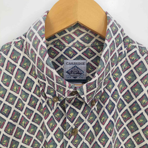 CAMBRIDGE 総柄 コットン ボタンダウン シャツ メンズ import:XL