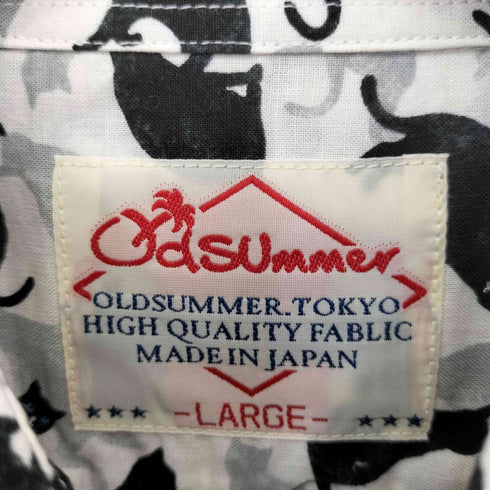 Old SUmmer 猫柄 ロングスリーブシャツ メンズ L