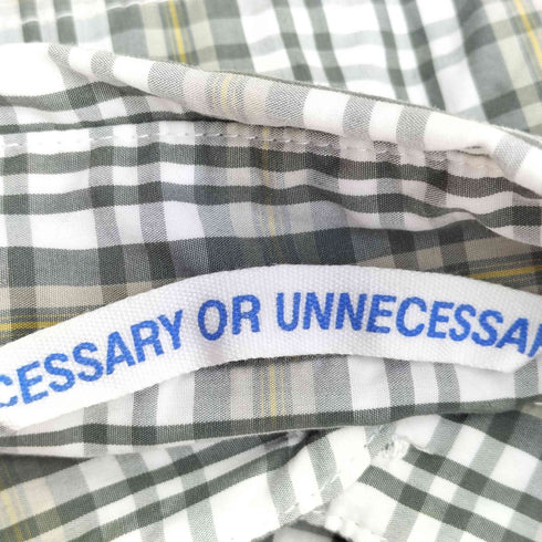 ネセサリーオアアンネセサリー Necessary or unnecessary ボタンダウン 半袖チェックシャツ メンズ 2