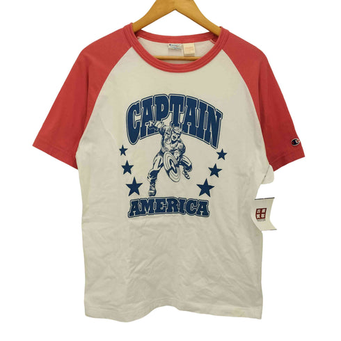 チャンピオン Champion コラボ キャラクター プリント ラグラン クルーネック S/S Tシャツ メンズ import:L