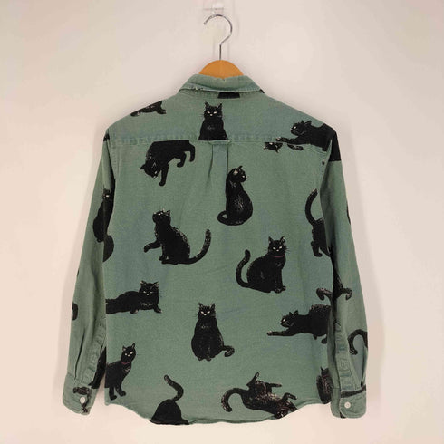 VINTAGE.E.L アニマル キャット 黒猫 プリント シャツ レディース JPN:M