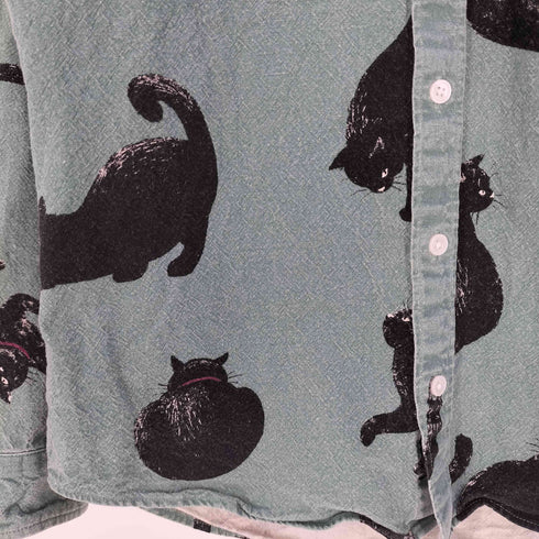 VINTAGE.E.L アニマル キャット 黒猫 プリント シャツ レディース JPN:M