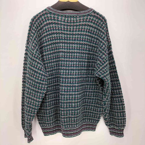 エディーバウアー Eddie Bauer 80-90s 黒タグ マルチカラー 総柄 ウールニット メンズ M