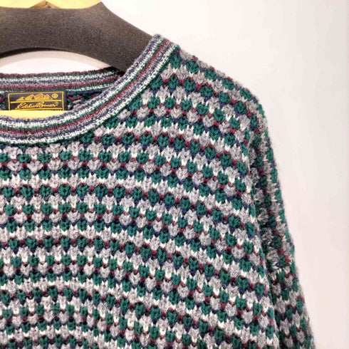 エディーバウアー Eddie Bauer 80-90s 黒タグ マルチカラー 総柄 ウールニット メンズ M