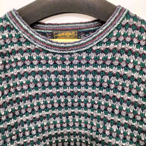 エディーバウアー Eddie Bauer 80-90s 黒タグ マルチカラー 総柄 ウールニット メンズ M