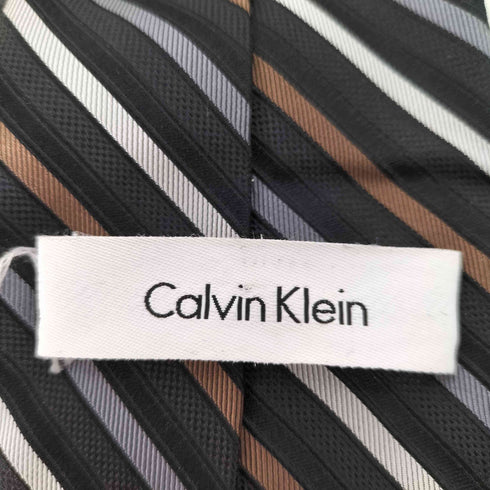 カルバンクライン CALVIN KLEIN シルク100% ストライプ柄 ネクタイ メンズ