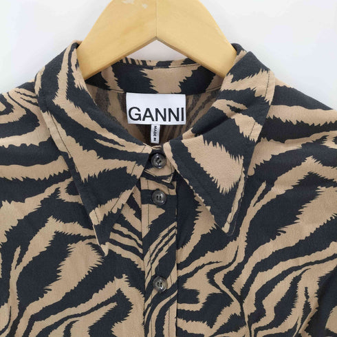 ガニー Ganni レーヨンクレープ ゼブラプリントシャツドレス レディース 40