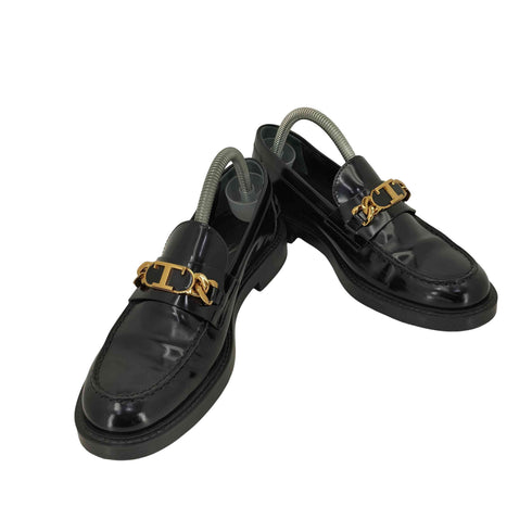 トッズ TOD’S T Chain Leather Loafers レディース JPN:36