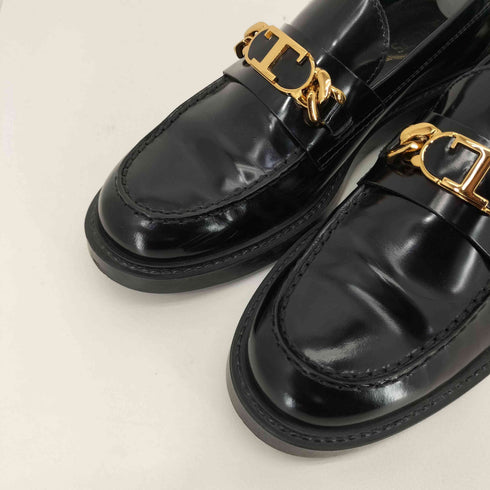 トッズ TOD’S T Chain Leather Loafers レディース JPN:36