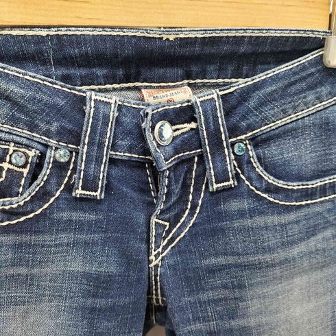 トゥルーレリジョン TRUE RELIGION MADE IN USA スワロフスキーボタンデニムパンツ y2k レディース US:23