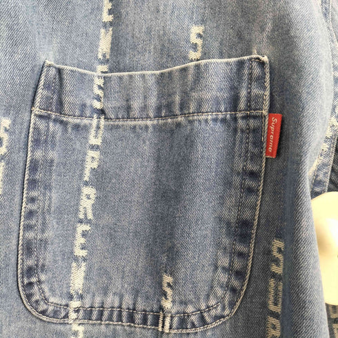 シュプリーム Supreme 20AW Logo Stripe Jacquard Denim Shirt メンズ import:L