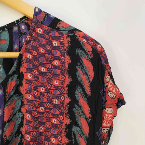 SAINT TROPEZ WEST DRESSES USA製 レーヨン ドローコード ノースリーブ ワンピース レディース 8