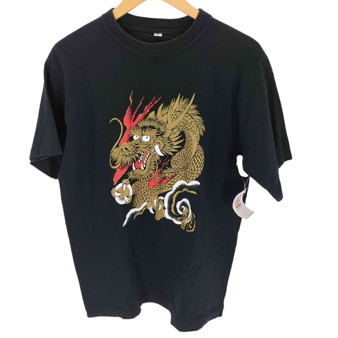 和柄 ドラゴン プリントTシャツ メンズ import:L