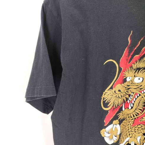 和柄 ドラゴン プリントTシャツ メンズ import:L