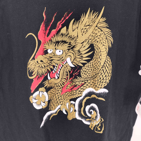 和柄 ドラゴン プリントTシャツ メンズ import:L